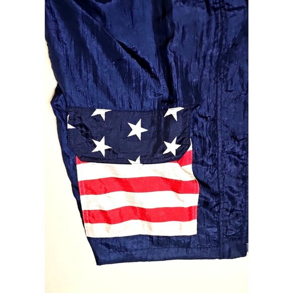 Solare Sporta Windbreaker Jacket/Backpack USA Flag Red/White/Blue Zip Front Sz M - Picture 4 of 8